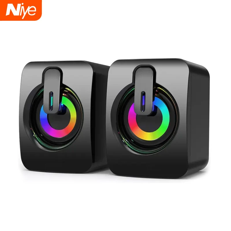 Pc-Lautsprecher Mit Hifi-Stereo, Usb, Mikrofon &Amp; Led-Beleuchtung – Kabelgebundene Soundbox Für Desktop-Computer Pc Lautsprecher