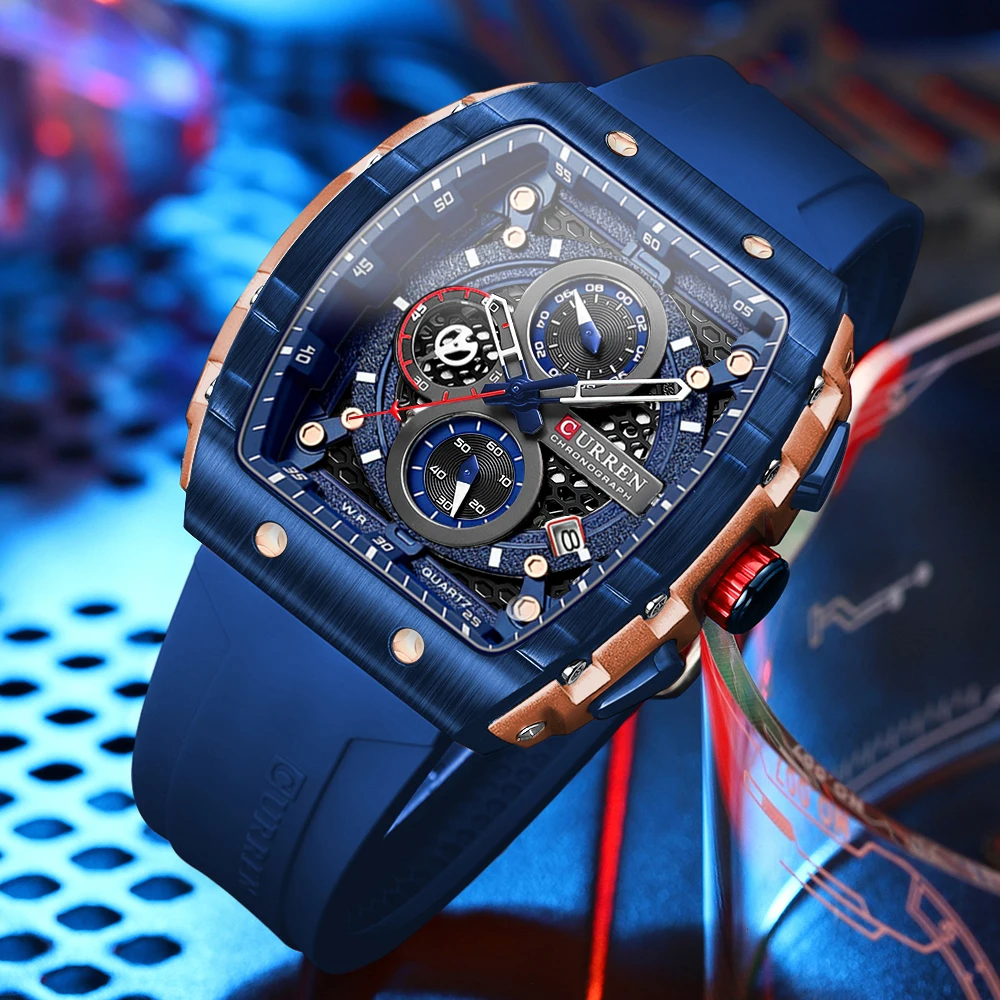 Curren Top Marke Herrenuhren Luxus Quadratische Quarz-Armbanduhr Wasserdicht Leuchtende Chronographenuhr Für Männer Datum Uhr Curren Top Marke Herrenuhren Luxus Quadratische Quarz-Armbanduhr Wasserdicht Leuchtende Chronographenuhr Für Männer Datum Uhr - Image 2