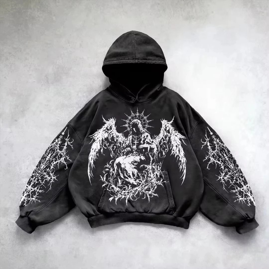 Retro Gothic Grafik Druck Hip Hop Hoodie Für Männer Y2K Grunge Punk Casual Lose Pullover Frauen Streetwear Sweatshirt Hoodies Retro Gothic Grafik Druck Hip Hop Hoodie Für Männer Y2K Grunge Punk Casual Lose Pullover Frauen Streetwear Sweatshirt Hoodies