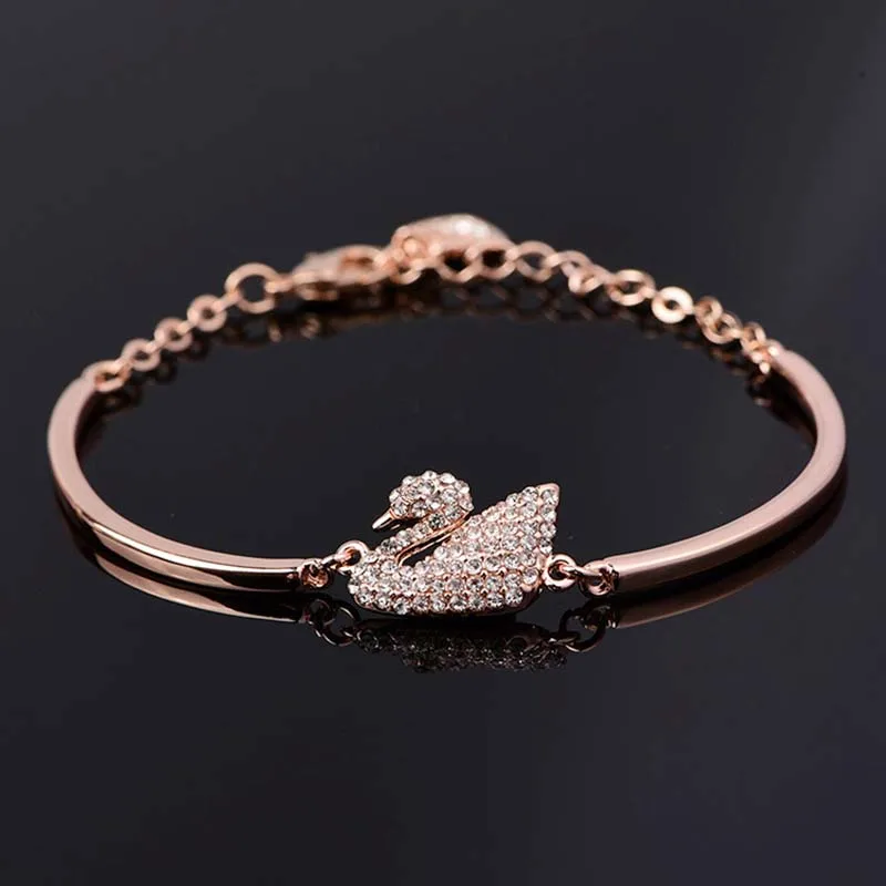 Luxus Zirkon Charm Armband Schmuck Zubehör Für Frauen Party Geschenke Mode Gold Rose Gold Schwan Armreif Luxus Zirkon Charm Armband Schmuck Zubehör Für Frauen Party Geschenke Mode Gold Rose Gold Schwan Armreif - Image 4