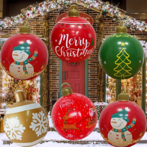 32-Zoll-Riesen-PVC-aufblasbare Weihnachtskugel-Ornamente für den Außenbereich, große Weihnachtsblaskugel-Dekorationen für Weihnachtsfeier-Ornamente
