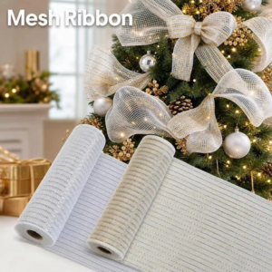Weihnachtsband, Baumdekoration, Netzstoff, Tüllrolle, Weihnachtsblumenkranz, Netzstoff zum Selbermachen, Weihnachtsdekoration für Zuhause, Weihnachtsgeschenke, Neujahr
