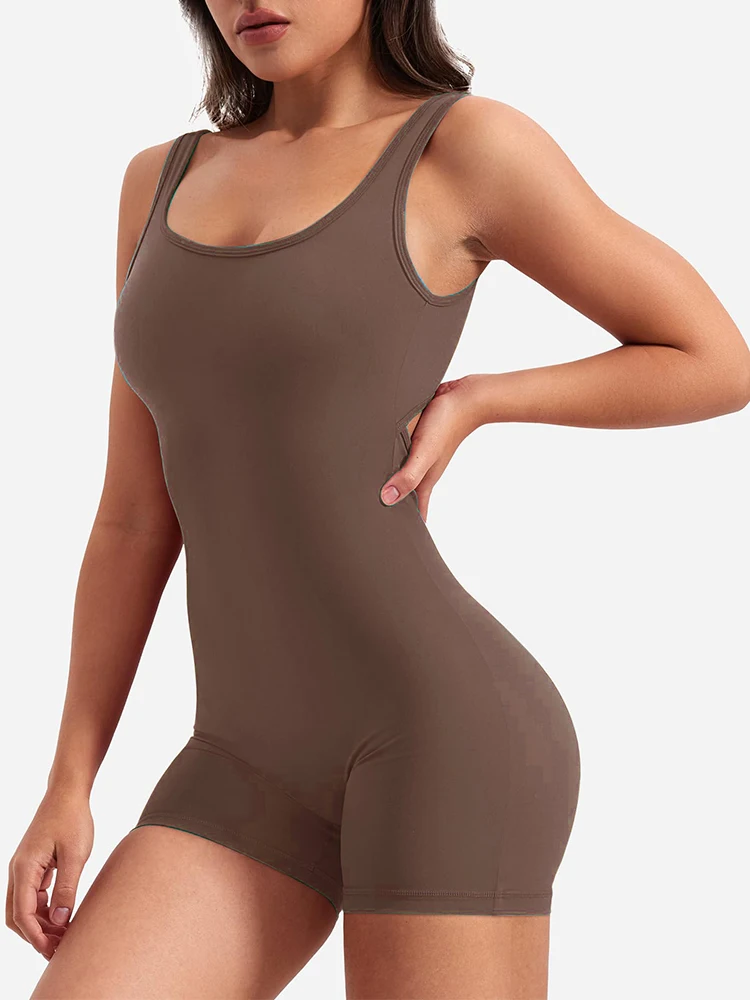 Summer 2025 High-Waisted One-Piece Shorts With Shoulder Straps Slimming Hip Lifting Sexy Sports Yoga Wear Summer 2025 High-Waisted One-Piece Shorts With Shoulder Straps Slimming Hip Lifting Sexy Sports Yoga Wear - Image 3
