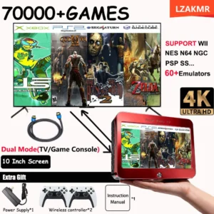 T1 Game Console 60+ Emulators 70000+Games 10 Inch Screen 500G/1T/2T for PS2 WII PSP NGC Wireless Controller Home TV 2/4Players