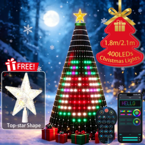 USB 400LEDs Weihnachtsbaum-Lichterkette, DIY-Text RGBIC Feiertagsbeleuchtung für Garten, Terrasse, Weihnachten, Halloween, Valentinstag Dekoration