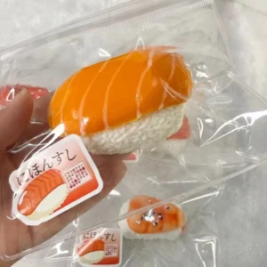 Simulations-Sushi-Quetschspielzeug, langsam zurückfedernd, handgefertigte Sensorik-Fidget-Spielzeuge in Garnelenform, cremiges Silikon-Quetschspielzeug für Schüler