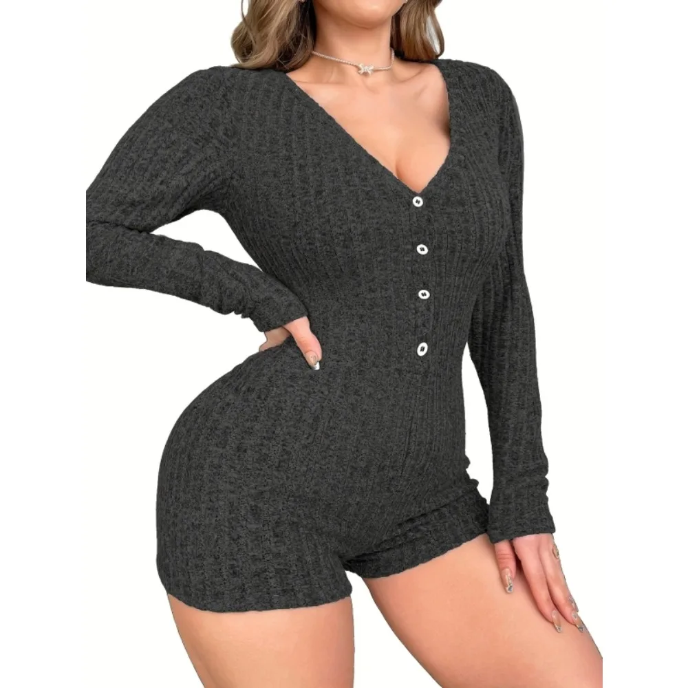 Plus Größe 1Xl-5Xl Damen Neue Casual Langarm Pyjamas Sexy Overall Loungewear Plus Größe 1Xl-5Xl Damen Neue Casual Langarm Pyjamas Sexy Overall Loungewear - Image 4