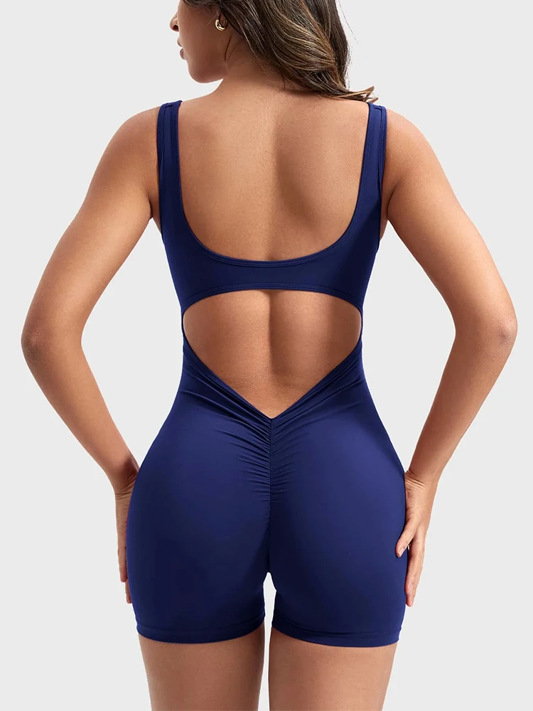 Summer 2025 High-Waisted One-Piece Shorts With Shoulder Straps Slimming Hip Lifting Sexy Sports Yoga Wear Summer 2025 High-Waisted One-Piece Shorts With Shoulder Straps Slimming Hip Lifting Sexy Sports Yoga Wear - Image 5