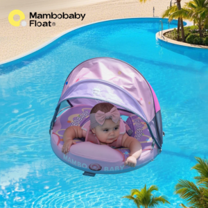 Mambobaby Schwimmring mit 98% UV-Schutz-Verdeck, Sicherer Luftfreier Kern, Baby-Schwimmring, Kleinkind-Pool-Schwimmring, Nicht-aufblasbarer Ring für Säuglinge