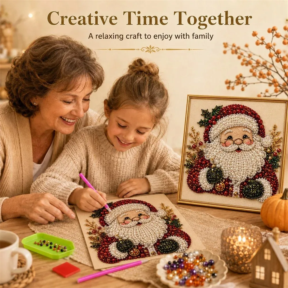 Neues Weihnachts-Perlen-Diamant-Malerei-Set Mit Weihnachtsmann-Elch-Muster, Diy-Perlenkunst, Geeignet Als Weihnachtsgeschenk, Partygeschenk Neues Weihnachts-Perlen-Diamant-Malerei-Set Mit Weihnachtsmann-Elch-Muster, Diy-Perlenkunst, Geeignet Als Weihnachtsgeschenk, Partygeschenk