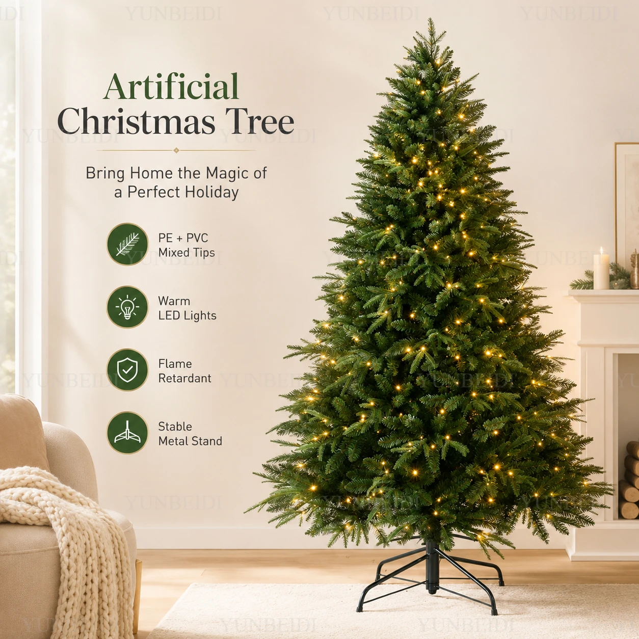 Künstlicher Weihnachtsbaum Aus Pe+Pvc Mit Led-Lichtern, Grün, Großer Weihnachtsbaum 120 Cm Bis 270 Cm, Familien-Weihnachtsdekorationen Künstlicher Weihnachtsbaum Aus Pe+Pvc Mit Led-Lichtern, Grün, Großer Weihnachtsbaum 120 Cm Bis 270 Cm, Familien-Weihnachtsdekorationen