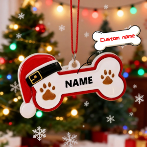2er-Pack Weihnachts-Hundeknochen-Ornamente aus Zinklegierung, DIY-Namensschild-Anhänger zur Baumdekoration, langlebige Harz-Weihnachtsgeschenke für Feiertagspartys