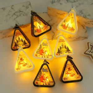 Mini Weihnachten LED Dreieck Laterne Santa Claus Schneemann Festival Lampe Indoor Tisch Ornamente Party Szene Requisiten Hause Dekoration