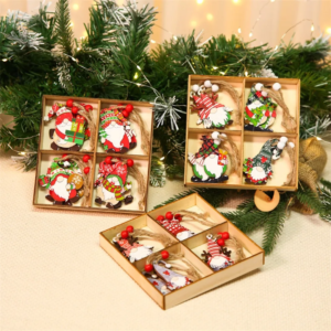 1 Box mit 12 Stück Holz-Weihnachtsmann-Anhänger für Weihnachten, Neujahr, Frühlingsfest, Karneval, Party, Geschenke, Schule, Heimdekoration, Anhänger
