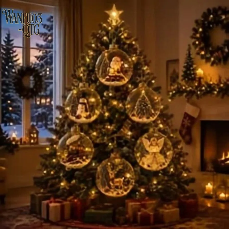 Heißer Verkauf: Warmes, Leuchtendes Led-Mini-Diorama-Weihnachtsornament Zum Aufhängen Für Die Dekoration Von Weihnachtsbäumen Heißer Verkauf: Warmes, Leuchtendes Led-Mini-Diorama-Weihnachtsornament Zum Aufhängen Für Die Dekoration Von Weihnachtsbäumen