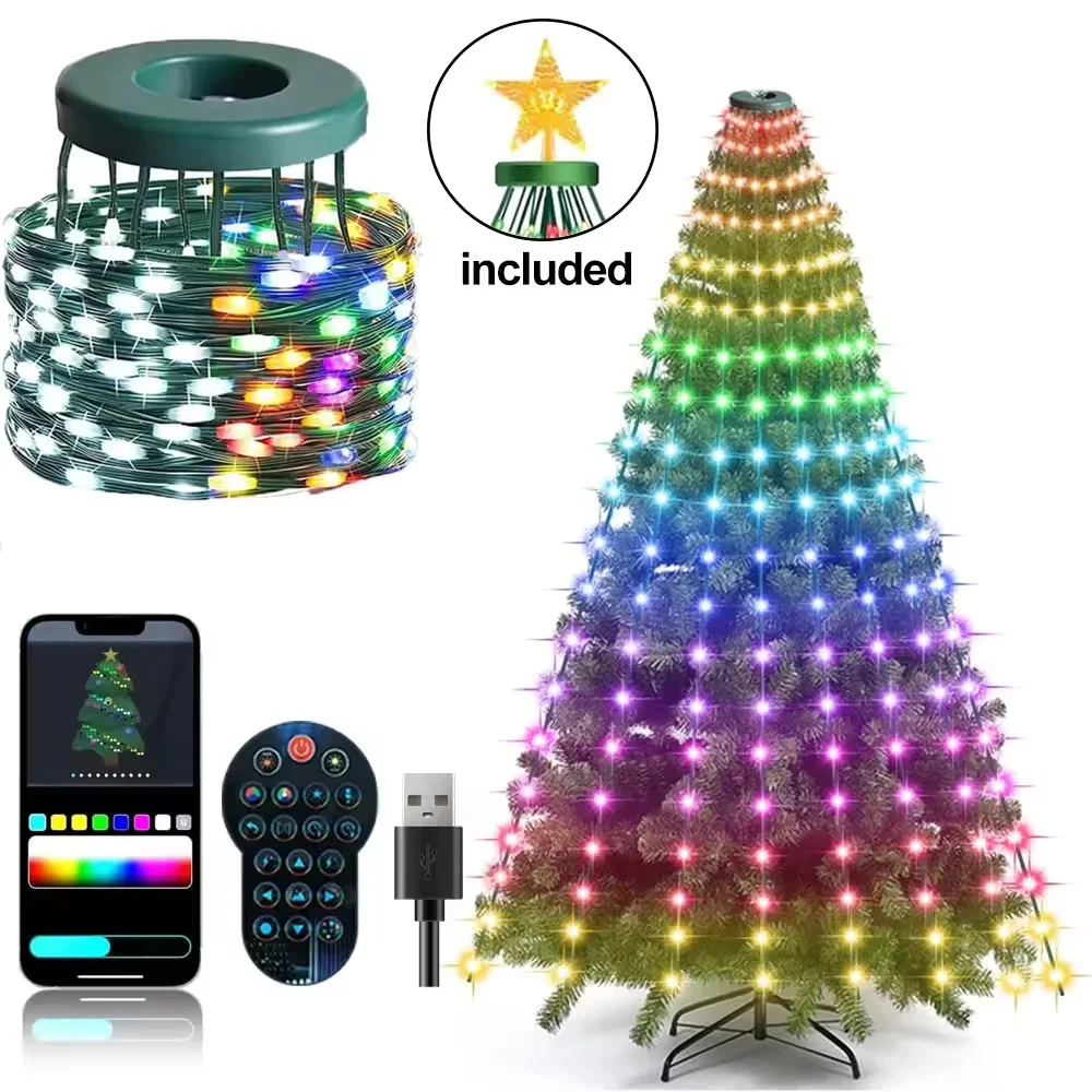 Weihnachtsbaum-Led-Lichter 400 Leds Intelligente Rgb-Led-Lichterkette Feiertagsdekoration Für Innen- Und Außenbereich App/Fernbedienung Weihnachtsbaum-Led-Lichter 400 Leds Intelligente Rgb-Led-Lichterkette Feiertagsdekoration Für Innen- Und Außenbereich App/Fernbedienung - Image 2