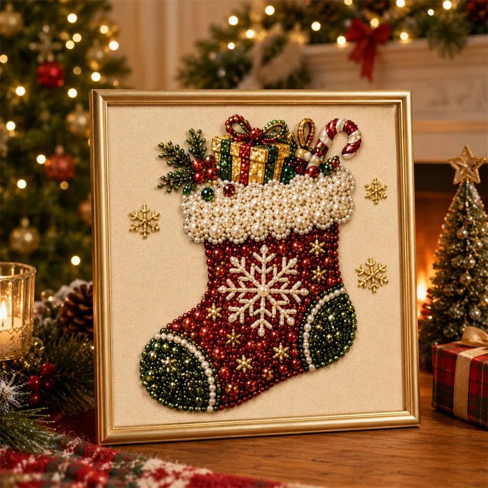 Neues Weihnachts-Perlen-Diamant-Malerei-Set Mit Weihnachtsmann-Elch-Muster, Diy-Perlenkunst, Geeignet Als Weihnachtsgeschenk, Partygeschenk Neues Weihnachts-Perlen-Diamant-Malerei-Set Mit Weihnachtsmann-Elch-Muster, Diy-Perlenkunst, Geeignet Als Weihnachtsgeschenk, Partygeschenk - Image 7