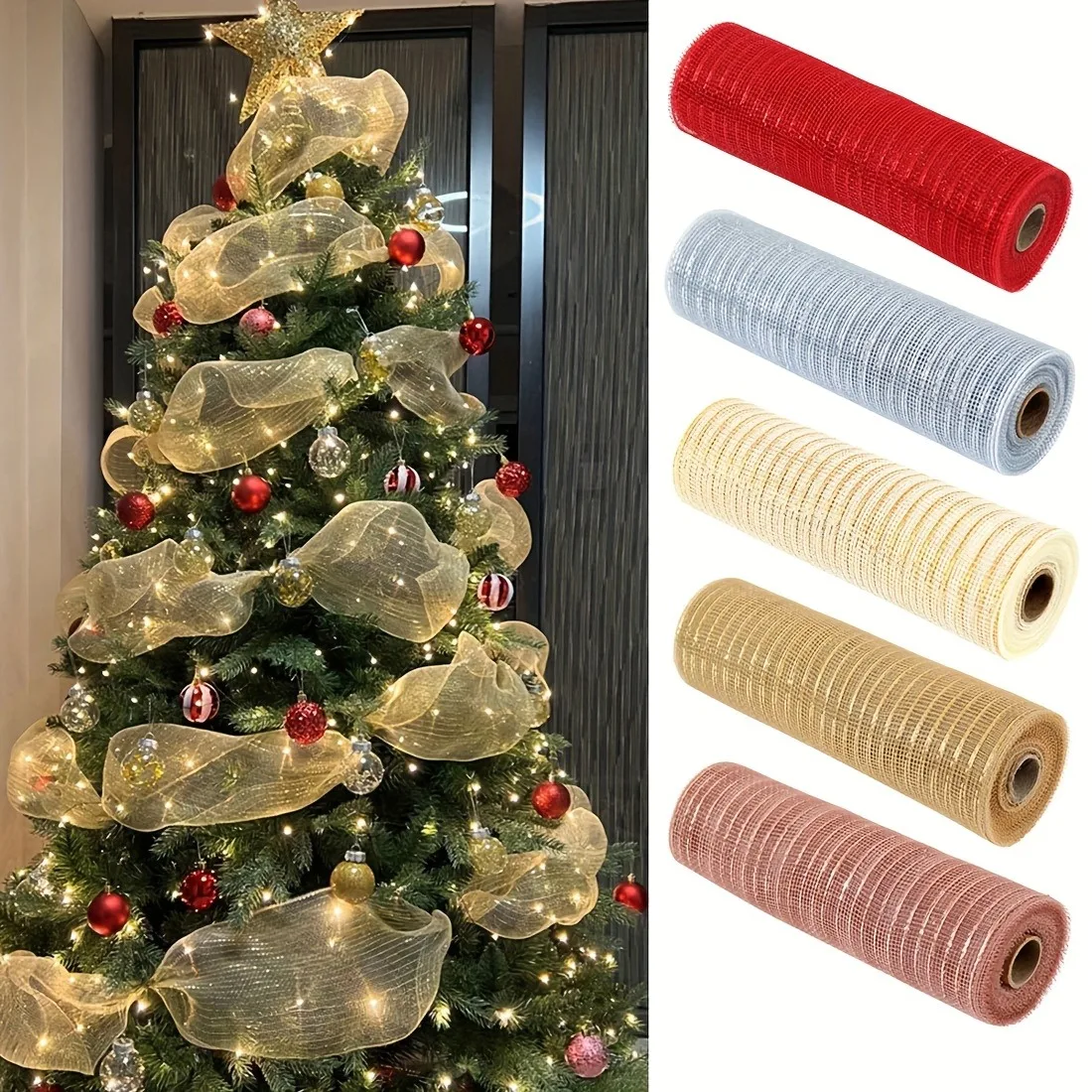 9 M Weihnachtsband-Dekoration, Hängender Weihnachtsbaum, Hängende Ornamente Für Heimdekoration, Navidad, Party, Neujahr 2026 Zubehör 9 M Weihnachtsband-Dekoration, Hängender Weihnachtsbaum, Hängende Ornamente Für Heimdekoration, Navidad, Party, Neujahr 2026 Zubehör