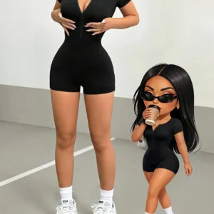 Women's Slim Fit Casual One-Piece Pants Backless Short Sleeve Hollow Design Fashionable Sexy Comfortable Y2K Style Onesie