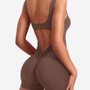 Summer 2025 High-Waisted One-Piece Shorts with Shoulder Straps Slimming Hip Lifting Sexy Sports Yoga Wear