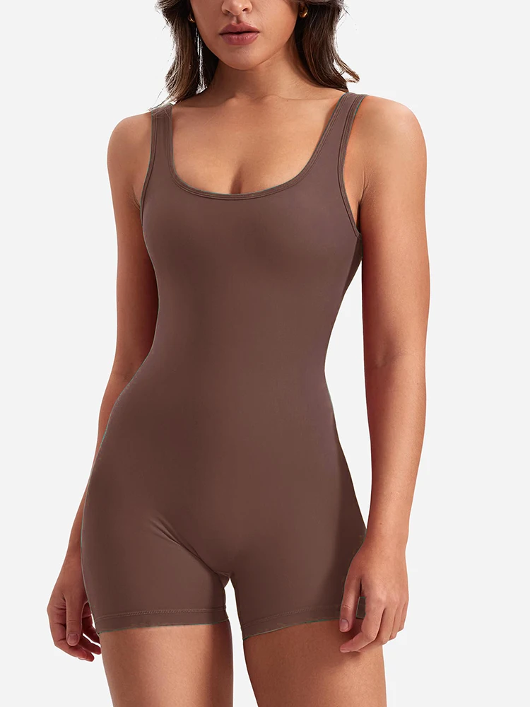Summer 2025 High-Waisted One-Piece Shorts With Shoulder Straps Slimming Hip Lifting Sexy Sports Yoga Wear Summer 2025 High-Waisted One-Piece Shorts With Shoulder Straps Slimming Hip Lifting Sexy Sports Yoga Wear - Image 2