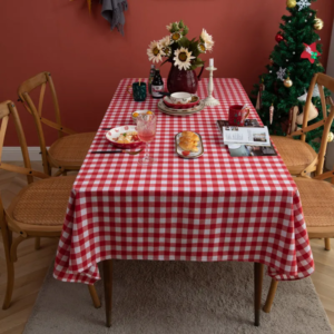 Rot Grün Plaid Tischdecke Baumwolle Weihnachten Party Rechteck Tischdecke Esstisch Abdeckung Für Picknick BBQ Wohnkultur Kaminsims Mesa