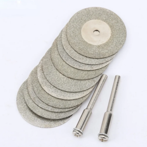 10 Stück 30 mm Diamant-Trennscheiben abgeschnittenes Mini-Sägeblatt mit 2 Stück Anschluss 3 mm Schaft für Dremel Drill Fit Drehwerkzeug