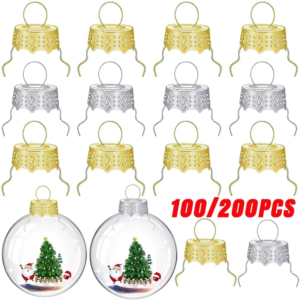 50/100/200Pcs Runde Weihnachten Ornament Kappen Aufhänger Saiten Ersatz Weihnachten Baum Ball Metall Kappe für Neue Jahr hause DIY Dekoration