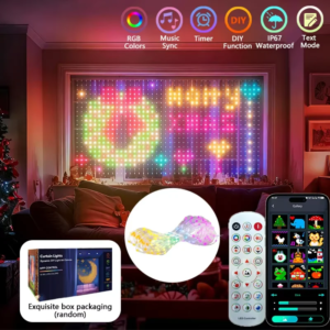 2*2M/3*3M 400LED Intelligente Lichtvorhänge mit App-Steuerung und Musikmodus, IP65 Wasserdicht, für Außen-Weihnachtsdekoration