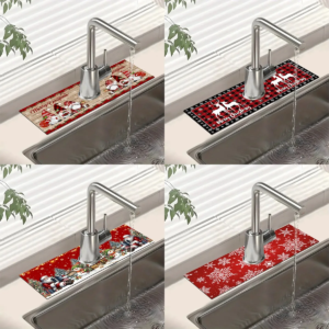 Weihnachts-Wasserhahn-Matte, Kieselgur, Waschbecken-Wasserhahn, saugfähiges Pad, frohe Weihnachten, Dekoration für Zuhause, 2025, Küchengeschenke, Navidad