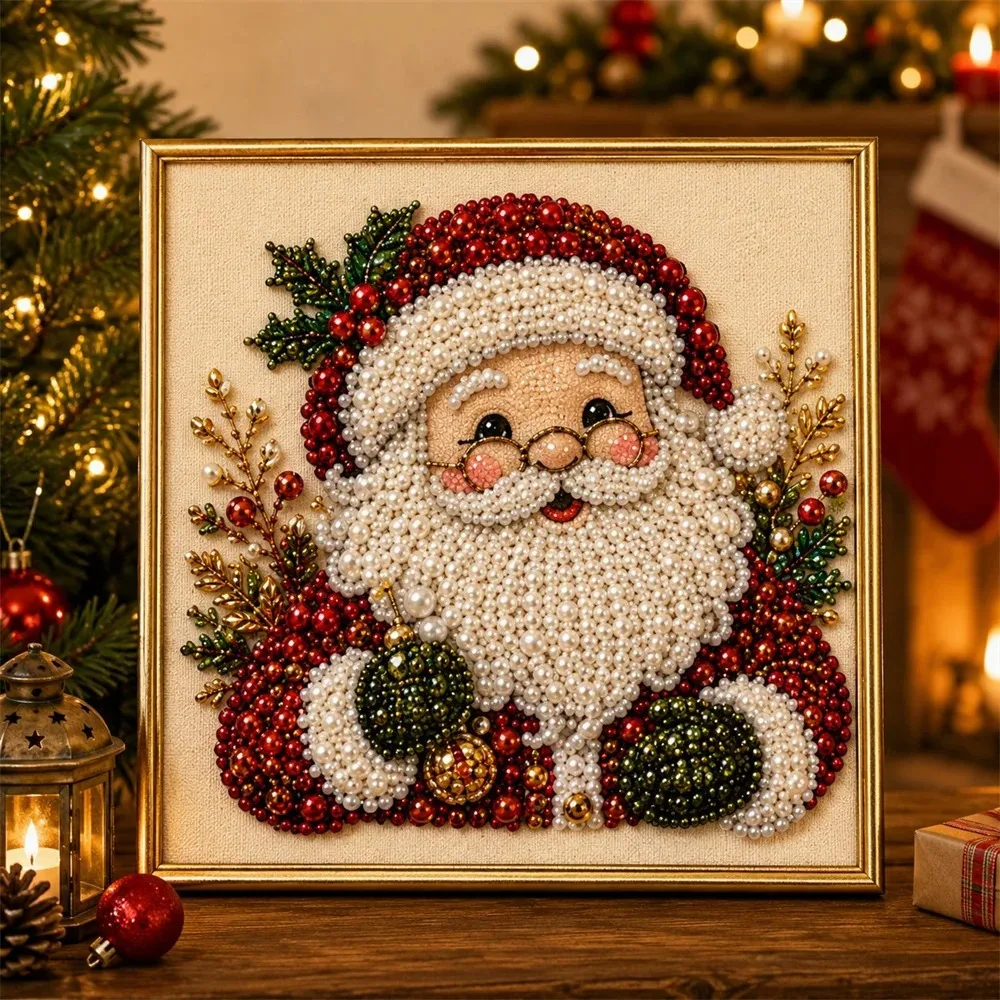 Neues Weihnachts-Perlen-Diamant-Malerei-Set Mit Weihnachtsmann-Elch-Muster, Diy-Perlenkunst, Geeignet Als Weihnachtsgeschenk, Partygeschenk Neues Weihnachts-Perlen-Diamant-Malerei-Set Mit Weihnachtsmann-Elch-Muster, Diy-Perlenkunst, Geeignet Als Weihnachtsgeschenk, Partygeschenk - Image 3