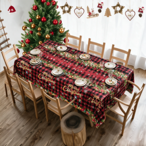2027 Weihnachts-Karo-Tischdecke im Candy-Stil, Einweg-Tischdecke für Weihnachtsessen, 2D-Flach-Tischdecke, Weihnachtsfeier-Dekoration, Neujahr