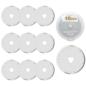 10 Stück 45mm Rollschneiderklingen, scharfe und langlebige Klingen mit klarer Skala für Quilten, Nähen, Basteln und zum Schneiden von Stoff und Leder.