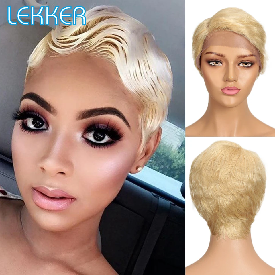 Lekker Schwarze Kurze Pixie-Perücke 13X1 C-Part Lace Front 100% Echthaar-Perücken Für Frauen Klebefreie Brasilianische Remy-Haar Glatte Perücken Lekker Schwarze Kurze Pixie-Perücke 13X1 C-Part Lace Front 100% Echthaar-Perücken Für Frauen Klebefreie Brasilianische Remy-Haar Glatte Perücken - Image 8