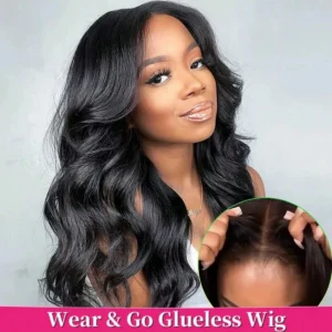 Wear And Go Glueless Wigs Human Hair HD Body Wave Lace Closure Wigs Human Hair For Women 5x5 Glueless Wear To Go Natural Black