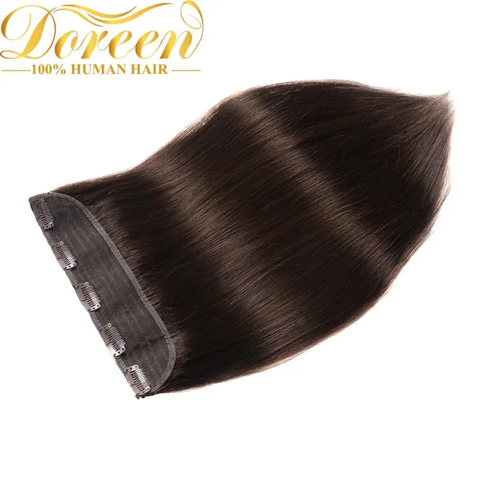 Doreen 100G 120G Brazilian Hair Clip In One Piece Real Human Hair Extensions 14 To 22Inch 1Pc 5 Clips Dark Brown Hair Clip On Doreen 100G 120G Brazilian Hair Clip In One Piece Real Human Hair Extensions 14 To 22Inch 1Pc 5 Clips Dark Brown Hair Clip On - Image 2