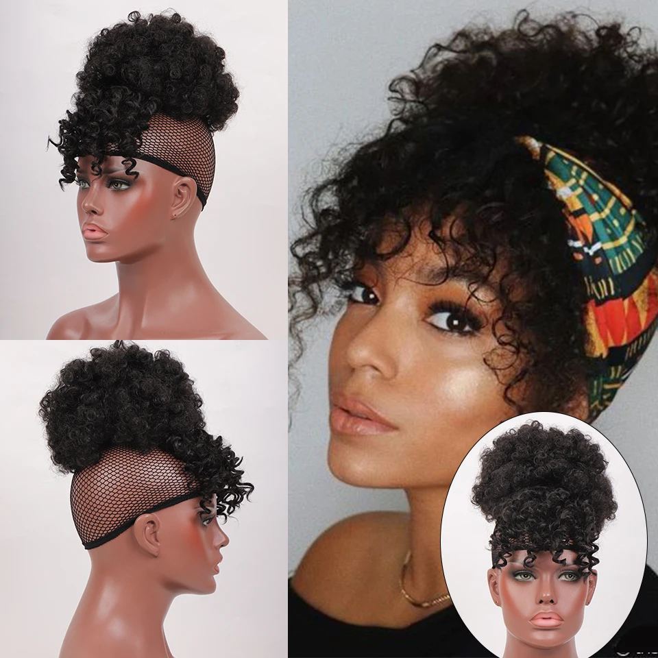 Lupu Synthetisches Kunst Haar Brötchen Haarteil Haar Afro Chignon Haar Gummis Mit Pony Kordel Zug Pferdes Chwanz Für Schwarze Frauen Lupu Synthetisches Kunst Haar Brötchen Haarteil Haar Afro Chignon Haar Gummis Mit Pony Kordel Zug Pferdes Chwanz Für Schwarze Frauen - Image 4