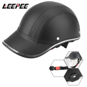 LEEPEE Für Cafe Racer Chopper Roller Sicherheit Schutzhelm Half Face Vintage Sommer Kappe Motorrad Halb Helm Baseball Kappe Stil