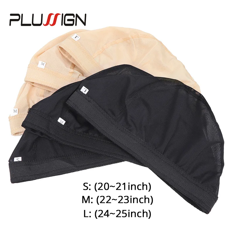 Plussign 6 Pcs/Lot Breathable Mesh Dome Caps For Wigs Making Glueless Spandex Wig Cap Hair Weaveing Net With Elastic Wig Bands Plussign 6 Pcs/Lot Breathable Mesh Dome Caps For Wigs Making Glueless Spandex Wig Cap Hair Weaveing Net With Elastic Wig Bands - Image 2
