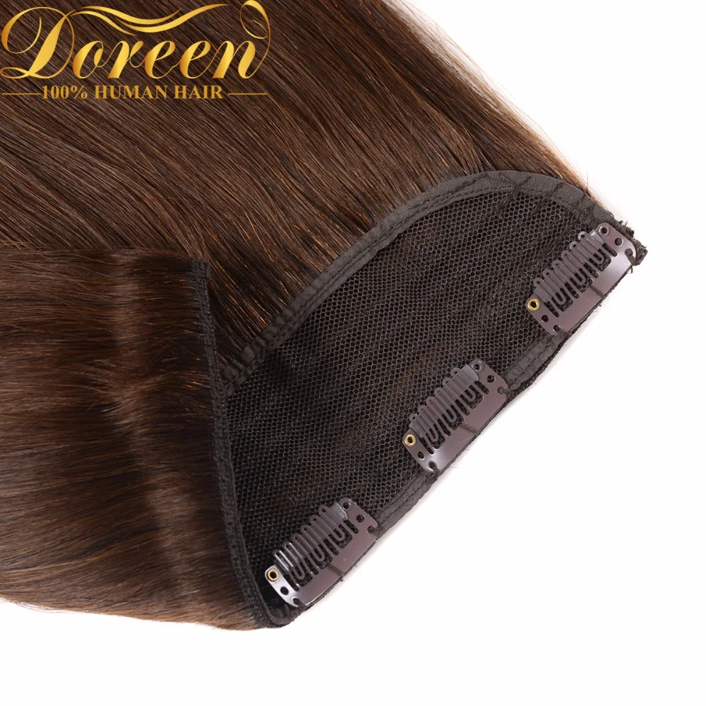 Doreen 100G 120G Brazilian Hair Clip In One Piece Real Human Hair Extensions 14 To 22Inch 1Pc 5 Clips Dark Brown Hair Clip On Doreen 100G 120G Brazilian Hair Clip In One Piece Real Human Hair Extensions 14 To 22Inch 1Pc 5 Clips Dark Brown Hair Clip On - Image 5