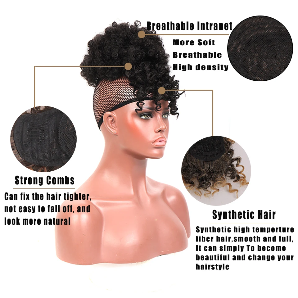 Lupu Synthetisches Kunst Haar Brötchen Haarteil Haar Afro Chignon Haar Gummis Mit Pony Kordel Zug Pferdes Chwanz Für Schwarze Frauen Lupu Synthetisches Kunst Haar Brötchen Haarteil Haar Afro Chignon Haar Gummis Mit Pony Kordel Zug Pferdes Chwanz Für Schwarze Frauen - Image 2