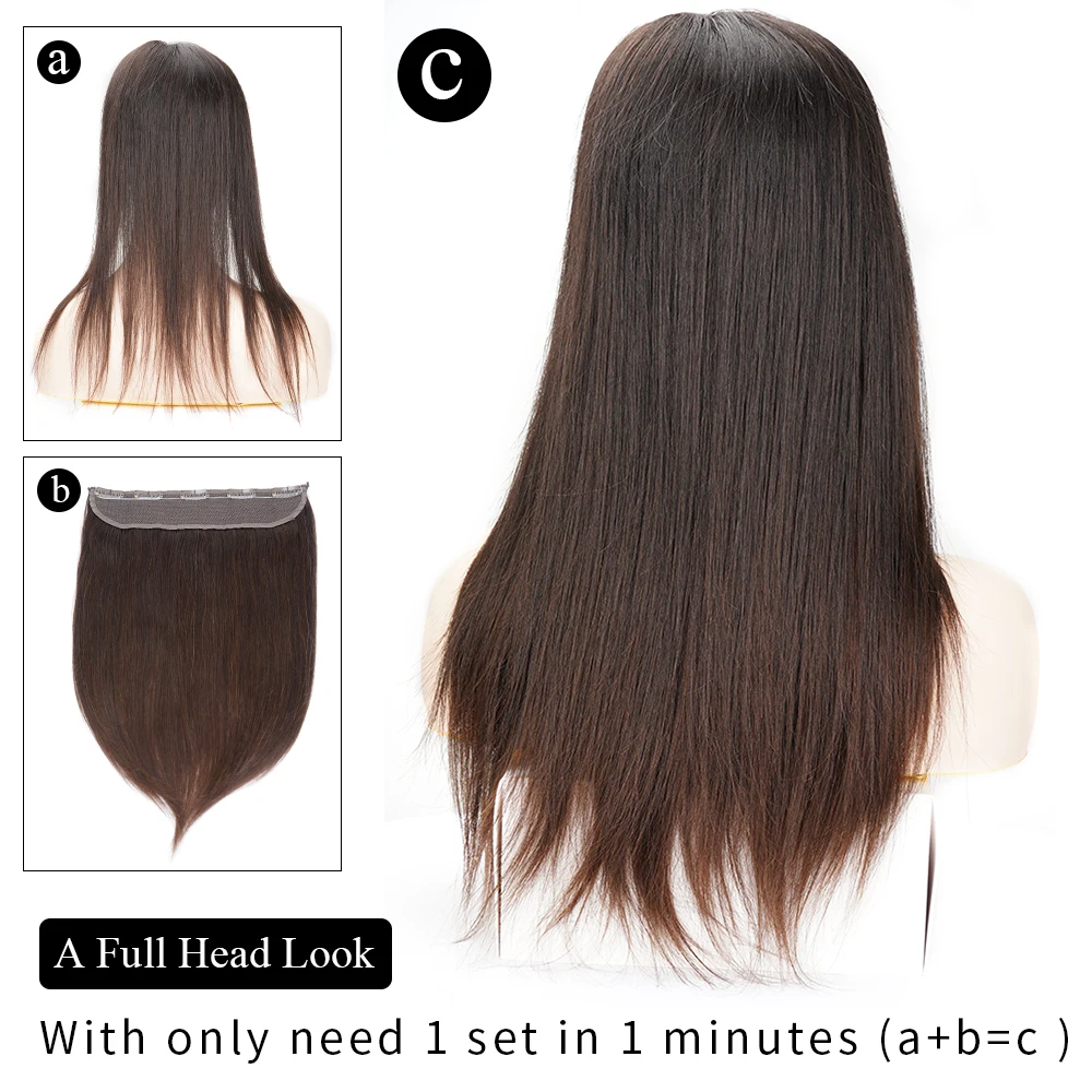 Doreen 100G 120G Brazilian Hair Clip In One Piece Real Human Hair Extensions 14 To 22Inch 1Pc 5 Clips Dark Brown Hair Clip On Doreen 100G 120G Brazilian Hair Clip In One Piece Real Human Hair Extensions 14 To 22Inch 1Pc 5 Clips Dark Brown Hair Clip On - Image 4