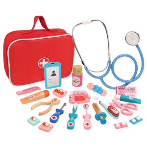 Holz Pretend Play Doctor Lernspielzeug für Kinder Medizinische Simulation Medizintruhe Set für Kinder Rollenspiele Pretend Toy