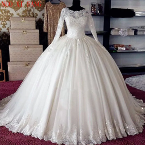 Customized Ball Gown Wedding Dresses Long Sleeve Lace Applique Turkey Vestidos de Noiva Vintage Wedding Bridal Gowns 2025