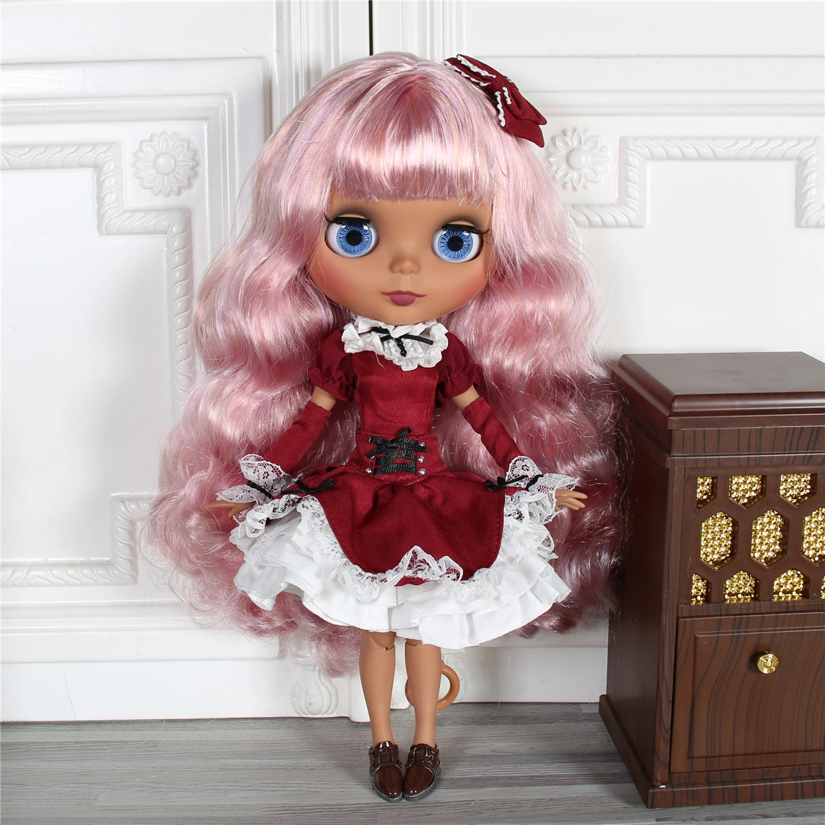 Icy Dbs Blyth Doll 1/6 Bjd Joint Body Dark Skin Matte Face Purple Mix Pink Hair Toy 30Cm Girls Gift Icy Dbs Blyth Doll 1/6 Bjd Joint Body Dark Skin Matte Face Purple Mix Pink Hair Toy 30Cm Girls Gift