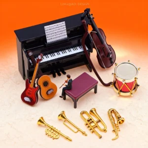 Dieser Satz klassischer Miniaturmodelle für Musikinstrumente ist perfekt für Dekoration und Präsentation (Figuren nicht im Lieferumfang enthalten).