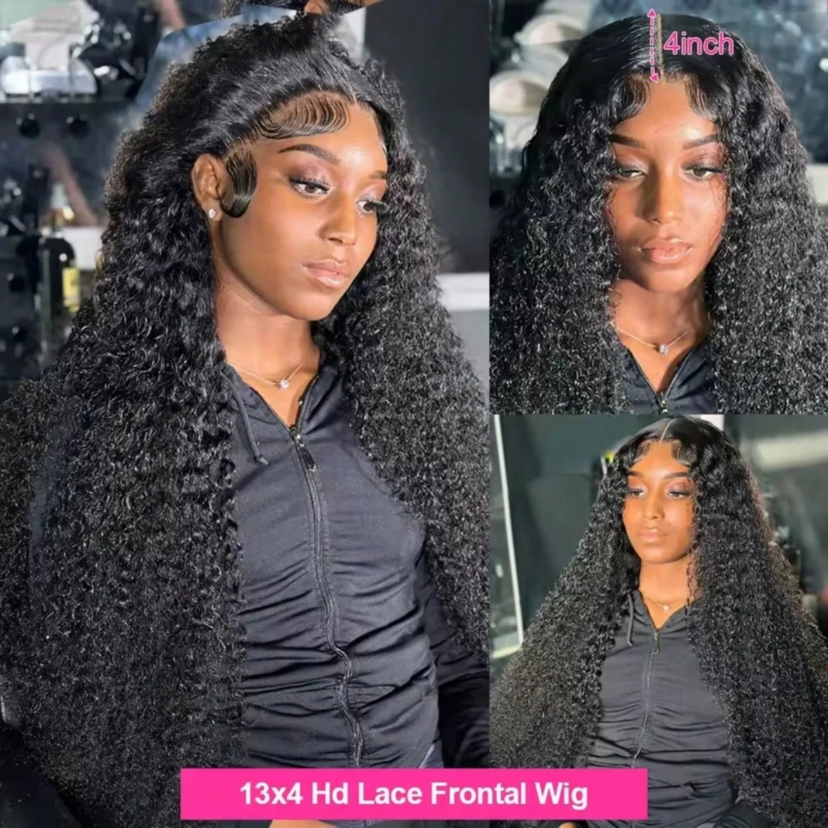 42 Zoll 13X4 13X6 Deep Curly Lace Frontal Perücke, 250% Dichte, Echthaar, Vorgezupft, Brasilianisches Echthaar, Perücken Für Damen 42 Zoll 13X4 13X6 Deep Curly Lace Frontal Perücke, 250% Dichte, Echthaar, Vorgezupft, Brasilianisches Echthaar, Perücken Für Damen - Image 2