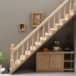 Rollenspiel 1:12 Puppenhausmöbel Miniatur DIY Mini Treppe Modell Armlehne Holztreppe mit Handlauf