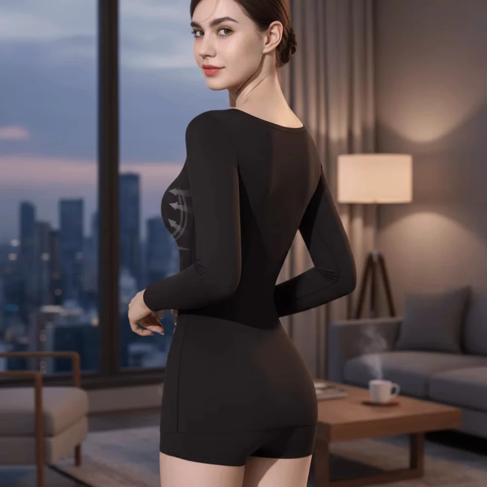 1 Stück Damen Langarm-Kompressions-Bodysuit, Rundhalsausschnitt Bauchkontrolle Bodyshaper, Schlanker Formgebender Bodysuit 1 Stück Damen Langarm-Kompressions-Bodysuit, Rundhalsausschnitt Bauchkontrolle Bodyshaper, Schlanker Formgebender Bodysuit - Image 3