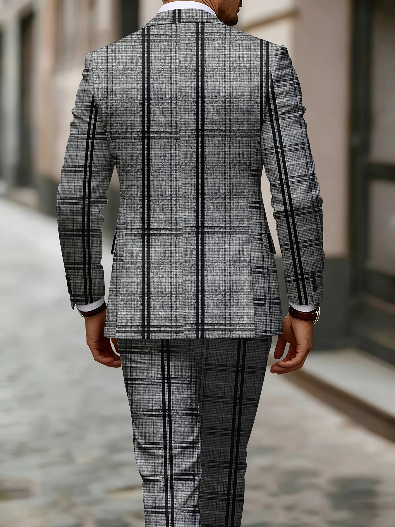 Herren Anzug 2-Teilig Grau, Kariert, Business-Casual Herren Anzug 2-Teilig Grau, Kariert, Business-Casual - Image 2